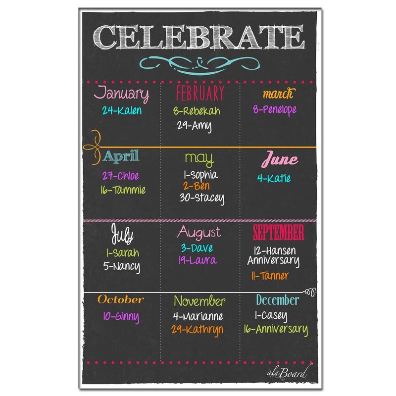 ala Board Magnetic Birthday Dry Erase Calendar White Color, Birthdays to Remember- Magnetic Calendar for Refrigerator, Birthday Calendar. - Image 1